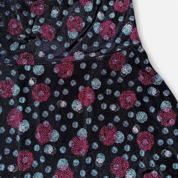 LulaRoe “Azure” Black Stretchy Bell Skirt with Purple and Teal Polka Dots - Picture 4 of 8